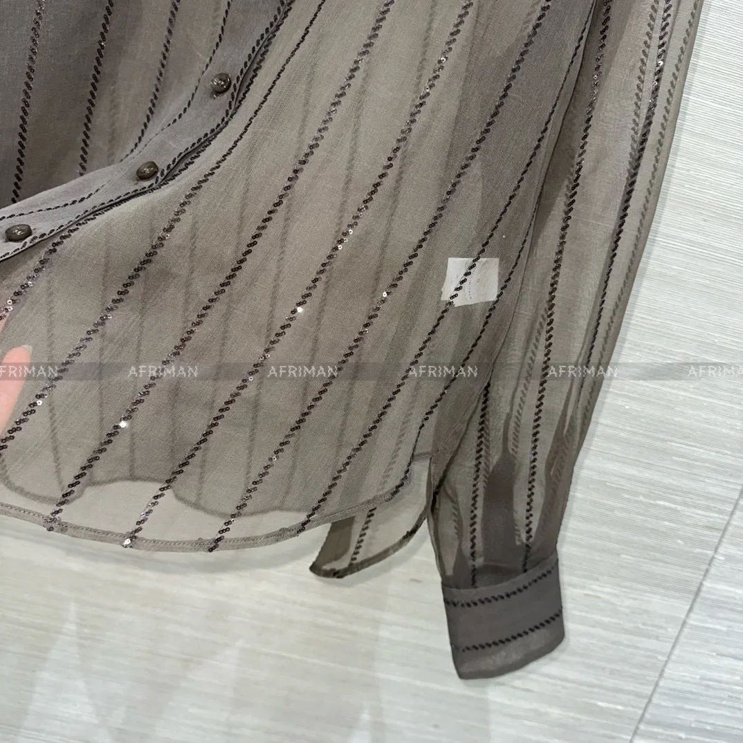 Femmes jupes plissées costumes paillettes perlées soie Organza chemise + taille élastique maille soie jupe longue ensemble