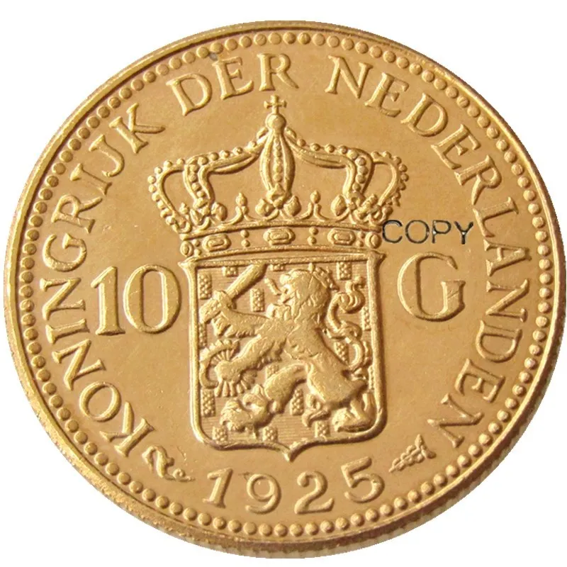 Netherlands, A Set Of(1925-1933) 5pcs Wilhelmina I, 10 Gulden Gold Plated Copy Decorative Coin