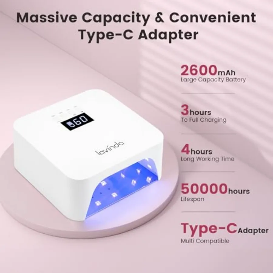 UV Light for Gel Nails, Professional UV LED Nail Lamp 2X Faster Curing Nail Dryer Nail Light Compatible with All Gel Types for