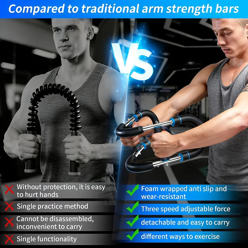 40KG U-förmiger Handtrainer, Krafttrainer, Power Twister Bar, Fitnessgerät für Männer und Frauen, Heimtraining – Detail 3