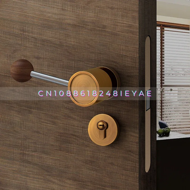 Strongly Promote Magnetic Silent Lock, Indoor Chinese Style Door Handle, Black Walnut Door Lock