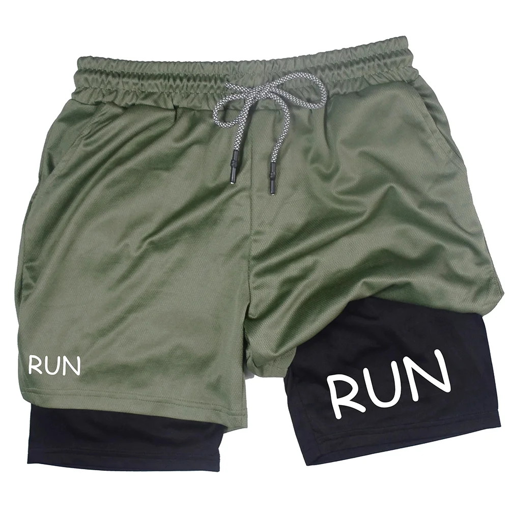 Pantaloncini sportivi stampati da uomo: pantaloncini da allenamento 2 in 1 ad asciugatura rapida, doppio strato estivo per corsa e palestra RL10050