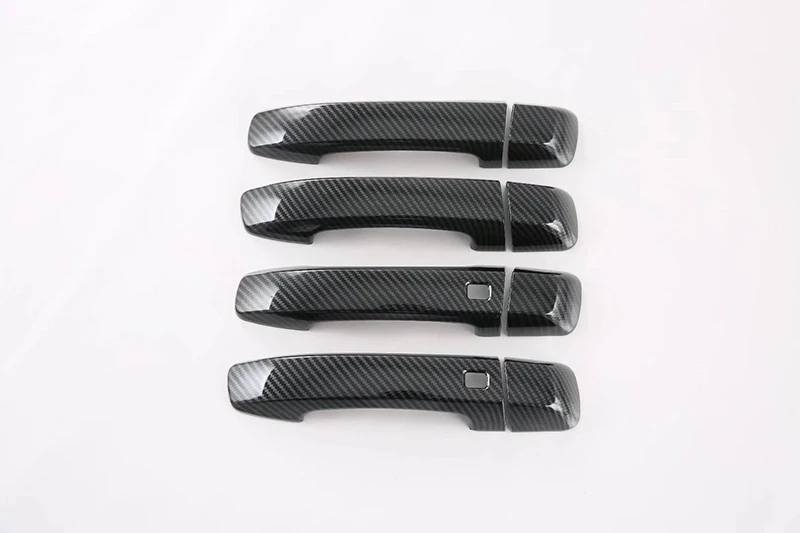 For Kia Mohave Borrego HM2 2019-2022 Carbon Fiber Style Door Handle Cover With Smart Key Hole Catch Cap Trim Molding