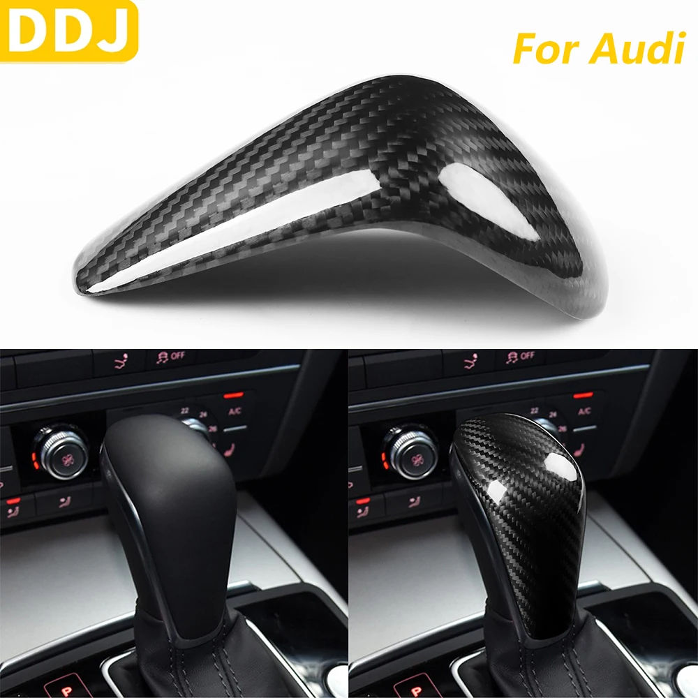

For Audi A7 S7 4G8 2015-2018 A6 S6 C7 2016-2018 Real Dry Carbon Fiber Gear Shift Konb Cover Trim Car Accessories Modification