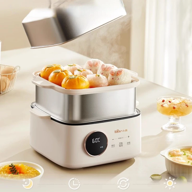 Electric Steamer Stainless Steel Household Three-Layer Cooking Integrated Breakfast Machine Hot Pot Stew Small Steam Box Steamer