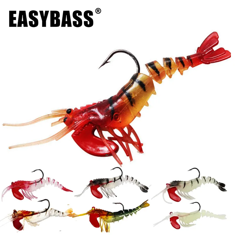 Luya Bait Jig Hook Luminous Shrimp Jumping Broken Section Soft Shrimp with Sinker Sub-Section Shrimp Bait Luer Soft Lure Wholesa