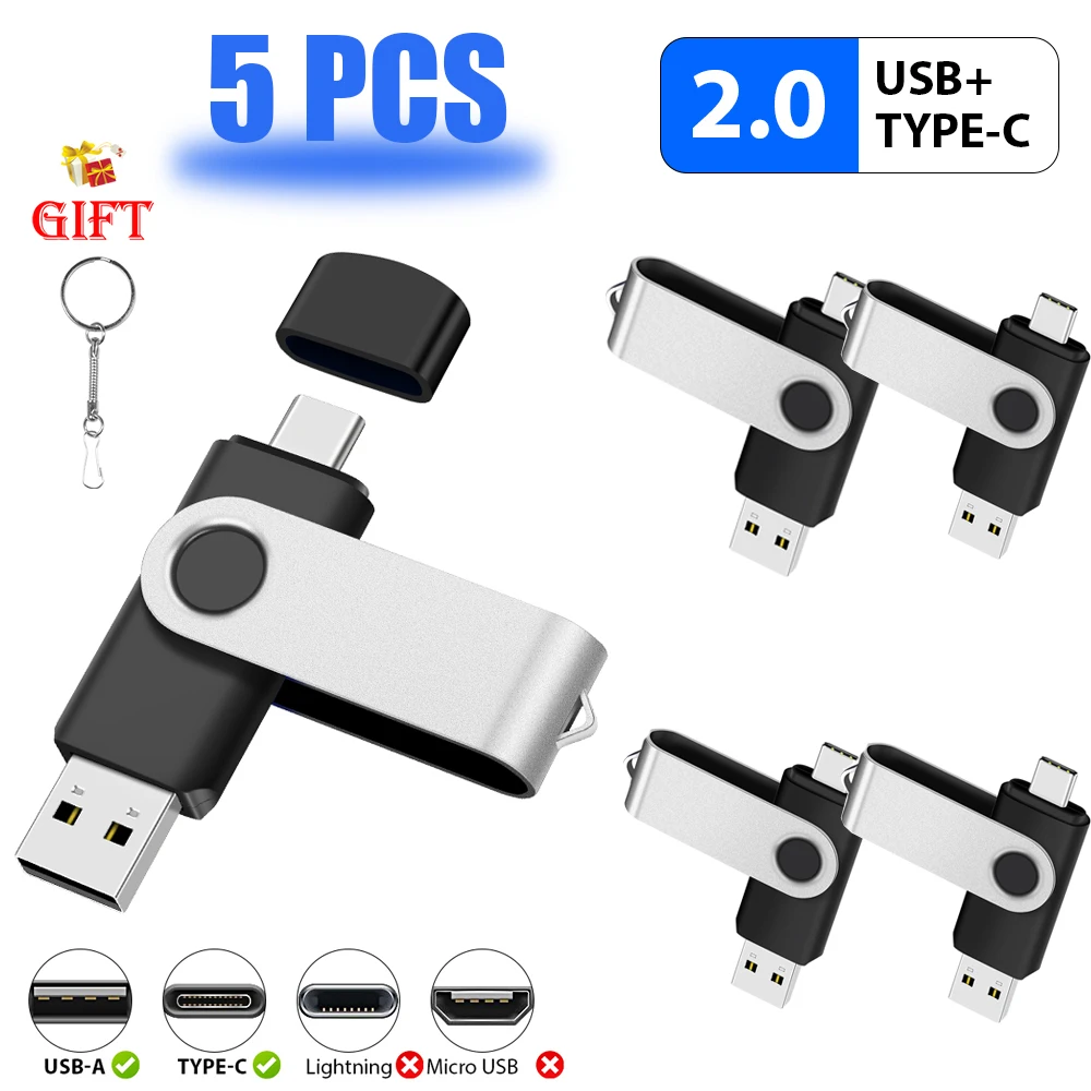 

Металлический флэш-накопитель TYPE-C USB 2.0, вращающаяся карта памяти 2 в 1, USB-накопитель, брелок-накопитель, быстрая передача, U-диск
