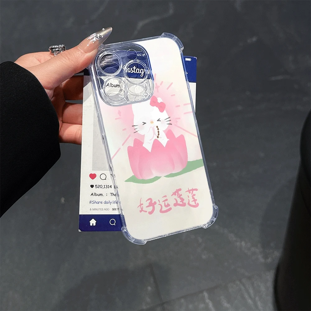 헬로키티 고양이 모바일 폰 케이스 (아이폰16 프로 맥스, 아이폰 16/15/14/13/12/11/x/xs/xs 맥스 여성용 소프트 폰 케이스, 산리오 KT)