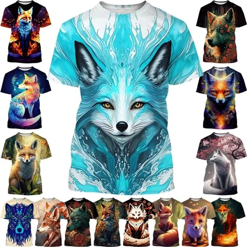 New Fox 3D Printed T-shirt Red Fox Pattern Round Neck Short-sleeved Animal Arctic Fox Men\'s And Women\'s Fashion Casual Tops Tees