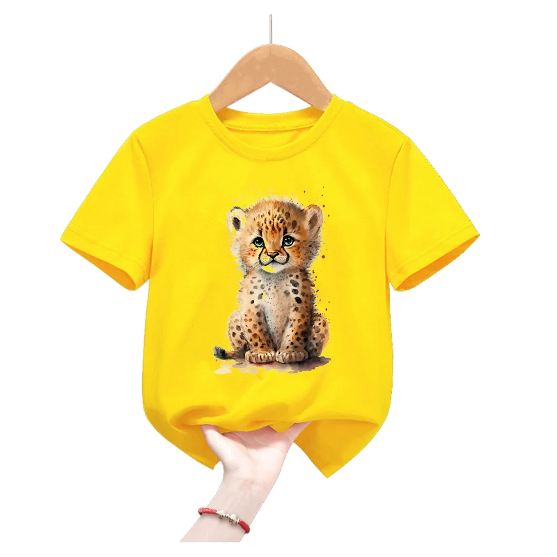 Funny Tiger/Lion Animal Printed Tshirt Girls/Boys Harajuku Shirt Kawaii Kids Clothes Summer Fashion Short Sleeve T-Shirt