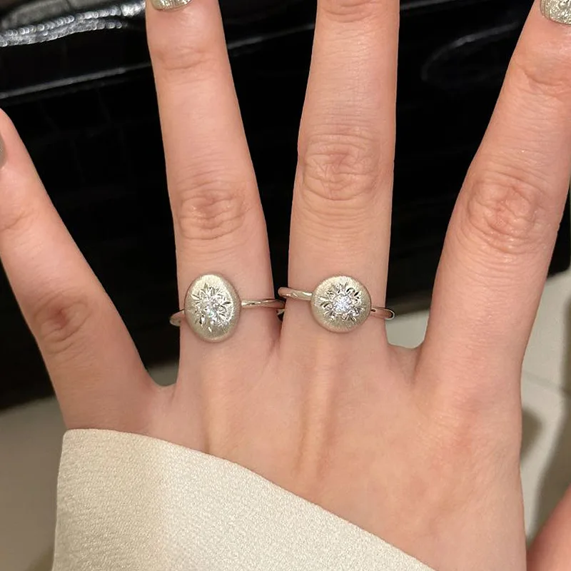 silver 925 snowflake retro carving craft brushed rings for women new in exquisite oval charm ring wedding jewelry Adjustable
