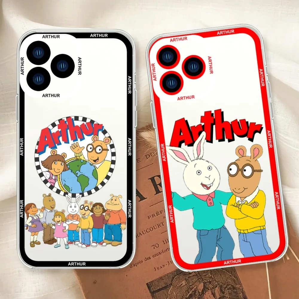 Arthur Cartoon Cute Phone Case For Samsung S20 S21 S22 S23 Fe Lite Plus Ultra Transparent Border Shell