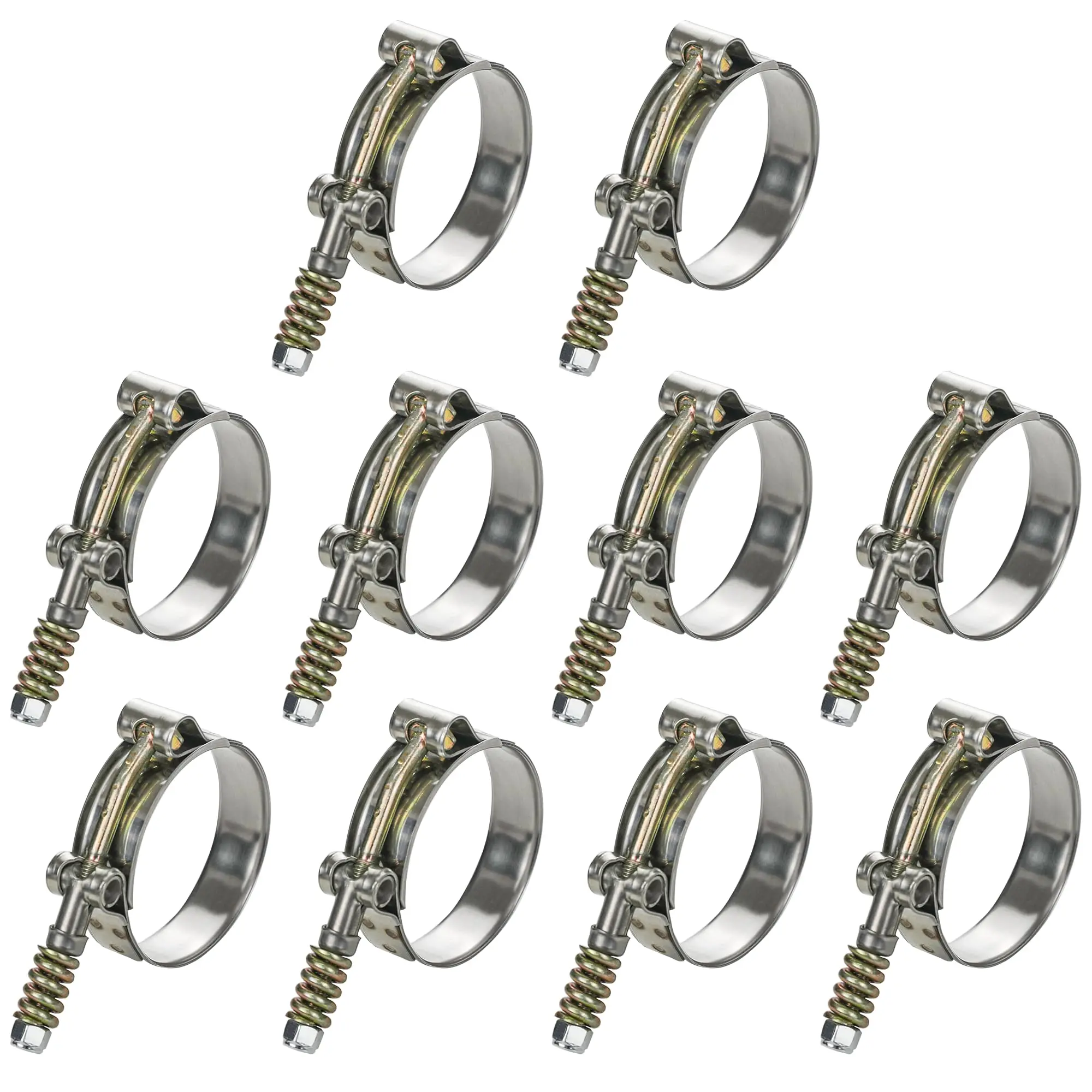 10Pc T-Bolt Pipe Clip Clamps Stainless Steel 304 Adjustable 46-91mm Intake Turbo Exhaust Intercooler Coupler Spring Hose Clamps