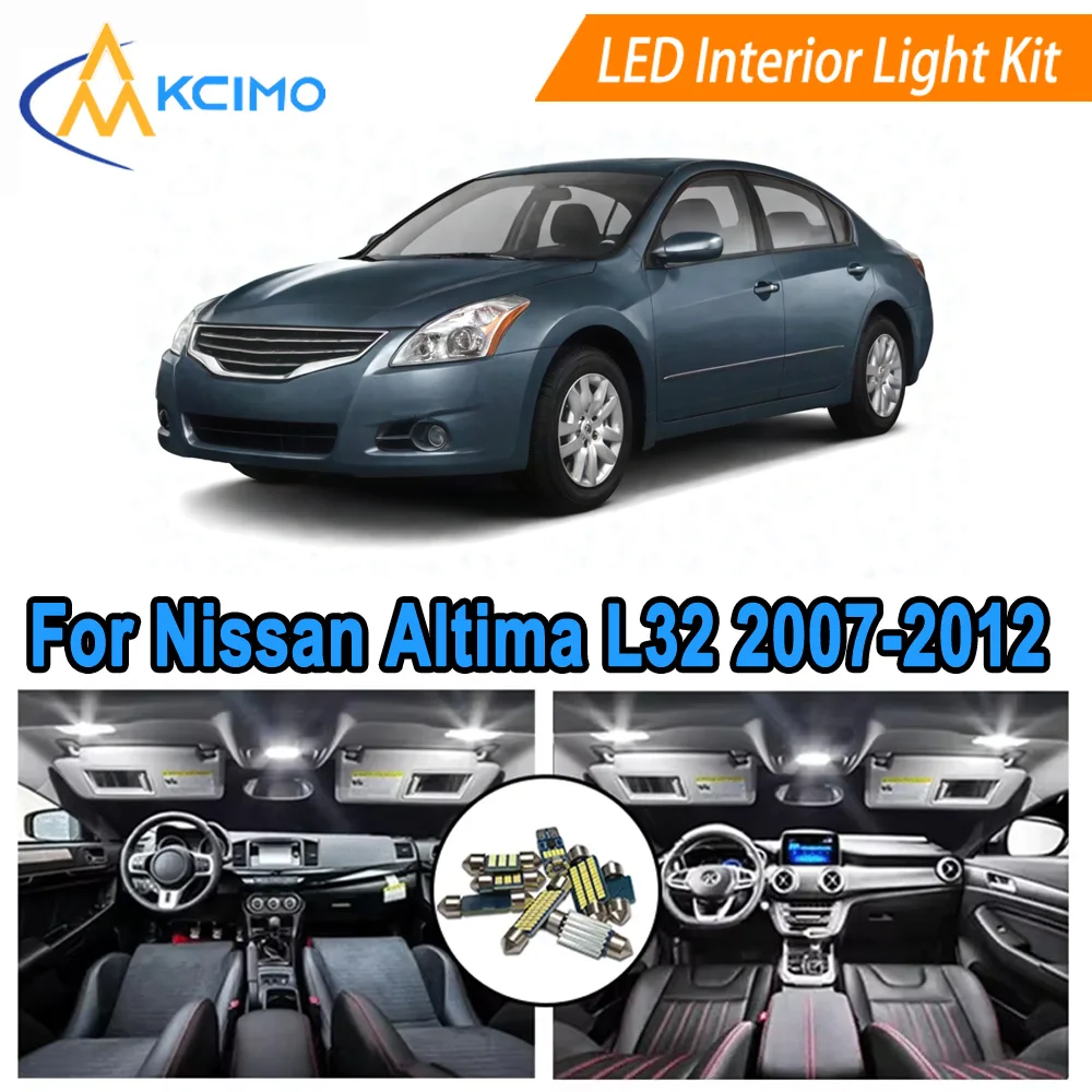 

LED Kit​​ For Nissan Altima L32 (2007-2012) Interior Lights Package - Dome, Map, Footwell, Door, Trunk Lights - White/Blue