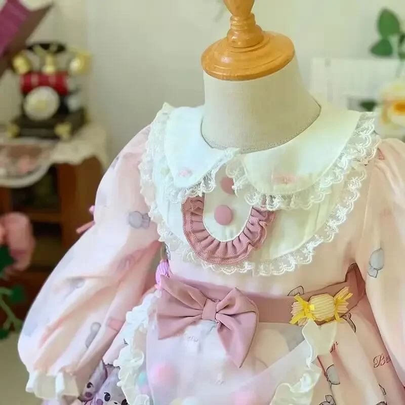 Vestido Lolita de manga larga para niña, vestido rosa para fiesta de cumpleaños, Alicia en Wondeland, muñeca de princesa Linda para adolescentes, Primavera, 2024