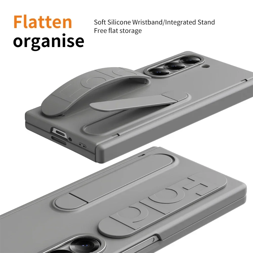 Cases For Samsung Galaxy Z Fold 6 5 4 3 Phone Case Folding Official Wristband Pen Slot Hinge Shell Film Z Fold6 Protective Cover