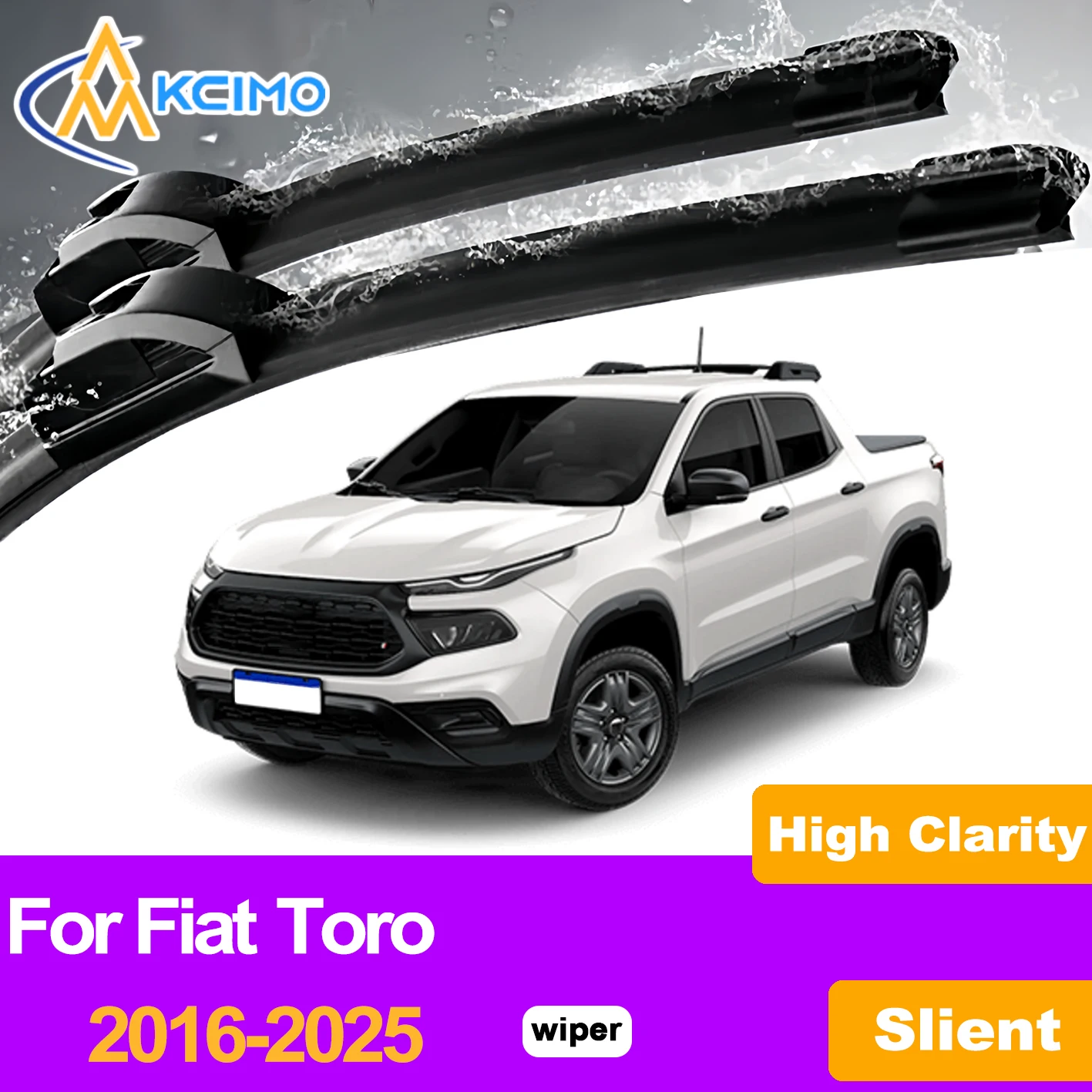 

KCIMO 2PCS Front Windshield Wiper Blades For Fiat Toro 2016-2025, High Quality Rubber UV-Resistant Prevents Fading & Cracking