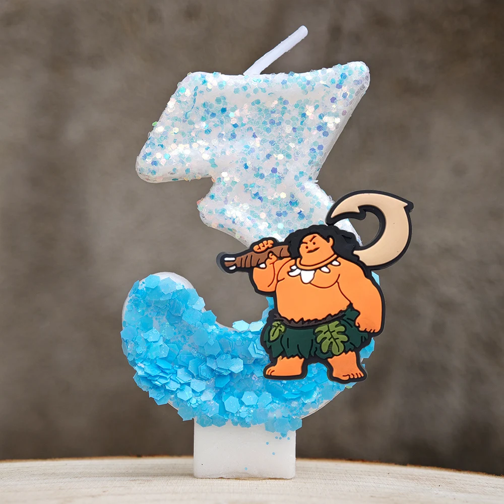 المحيط مغامرات موانا شمعة الكرتون 0-9 عدد الاطفال كعكة عيد ميلاد لوازم الديكور أنيمي اكسسوارات الحفلات الإمدادات