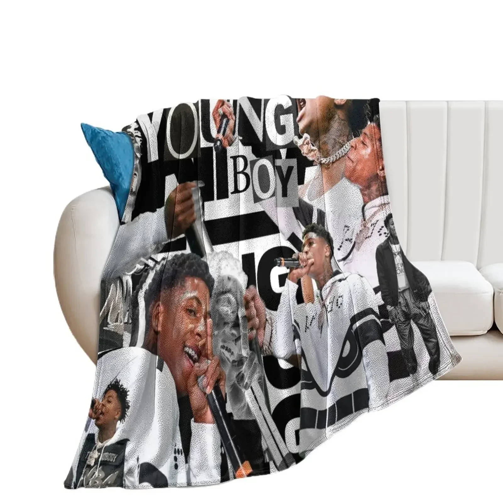 Youngboy | B&W Billionaire Collage Throw Blanket valentine gift ideas Designers Blankets