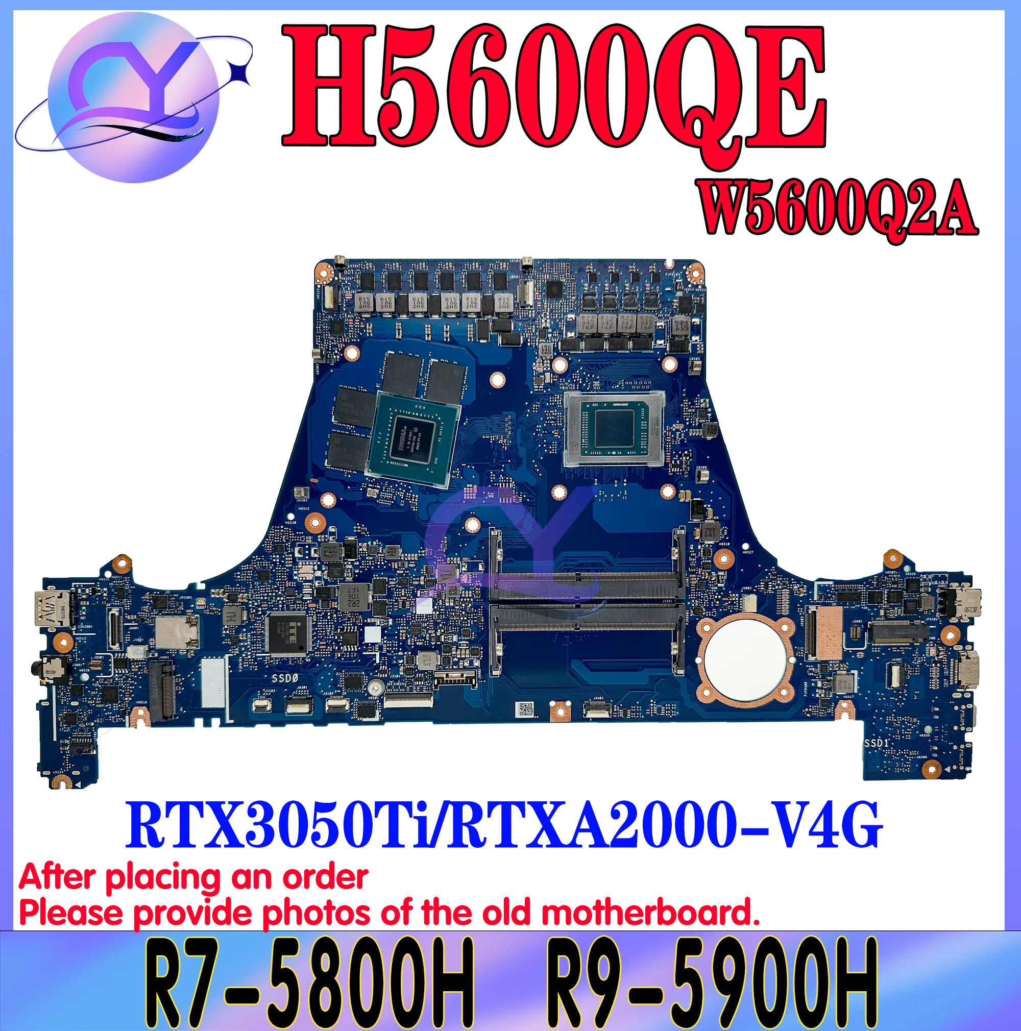 KEFU H5600Q Mainboard For ASUS H5600QE J5600QE W5600Q2A J5600Q2A Laptop Motherboard R7-5800H R9-5900H RTX3050Ti RTX-A2000