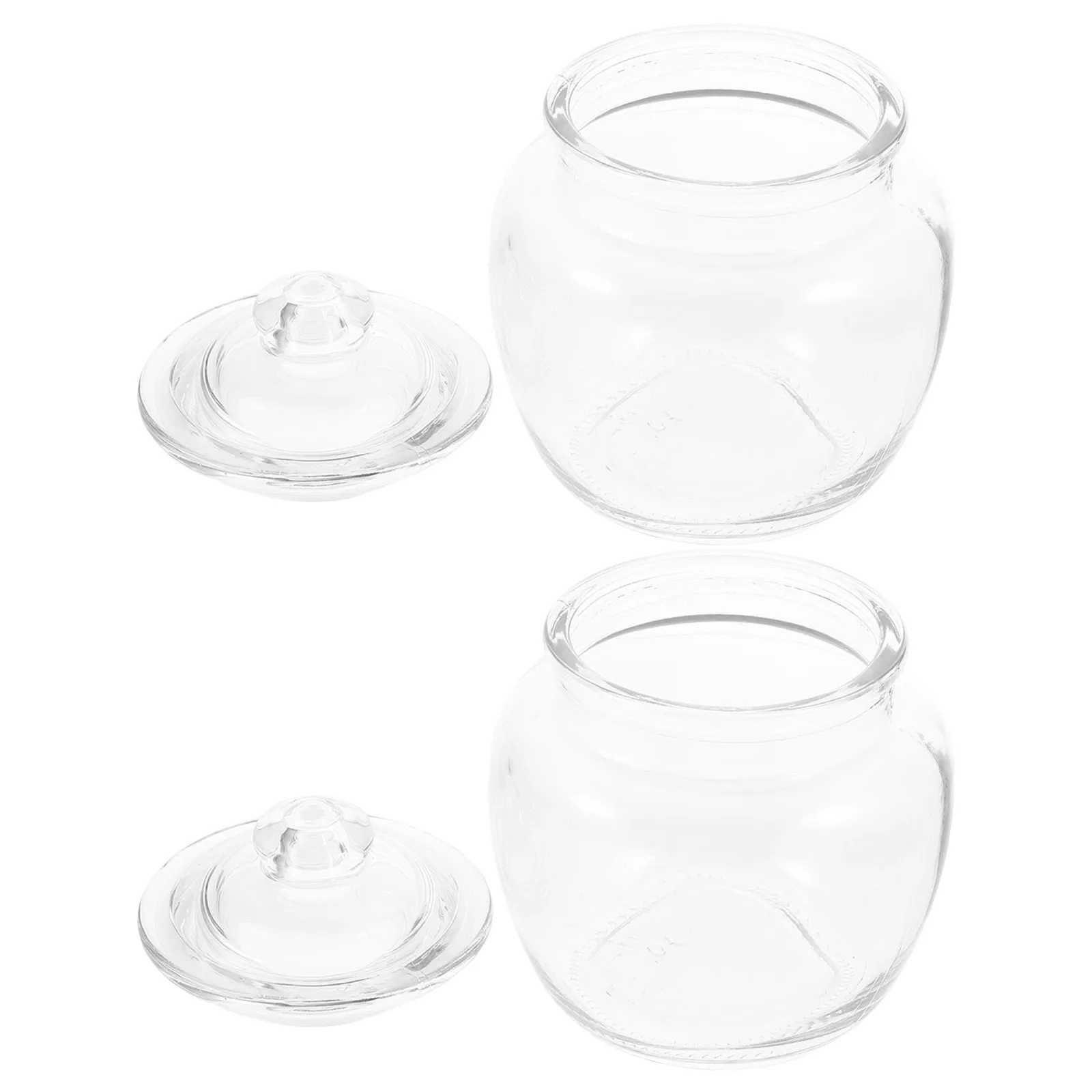 2Pcs Airtight Glass Kitchen Storage Canister Set Clear Food Container for Dry Goods Nuts Flour Cookie Honey Cereal