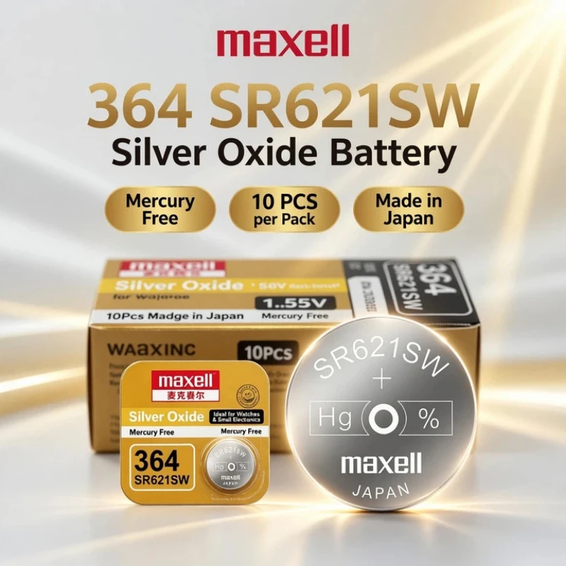 Maxell AG1 SR621SW Silver Oxide Button Battery 1.55V LR621 364 CX60 Watch Calculator Toy Remote 5-100PCS Pack for Electronics view 2