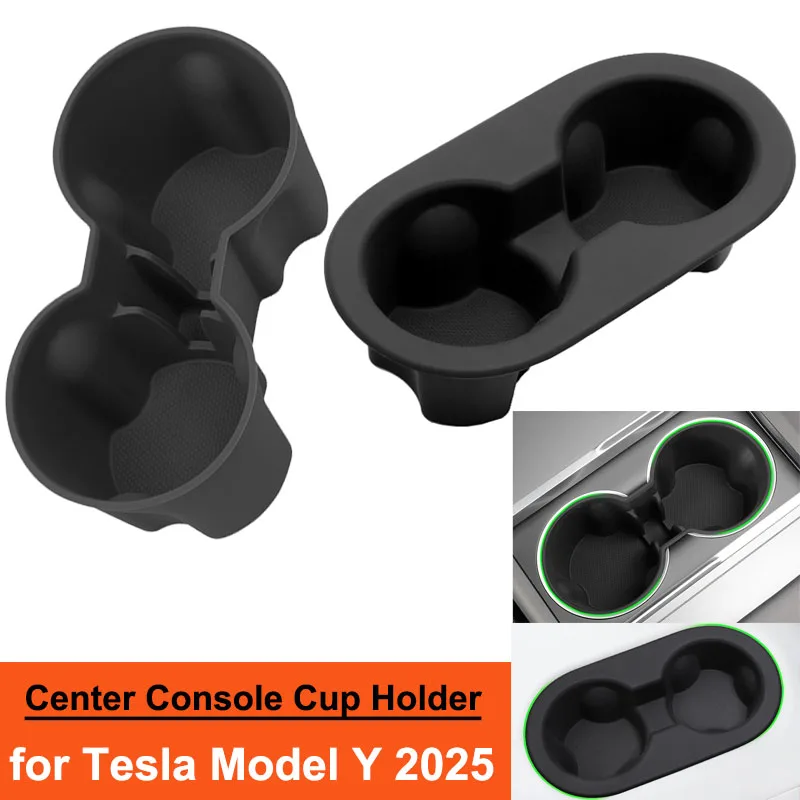 

for Tesla Model Y Juniper 2025 Interior Accessories Cup Holder Silicone Center Control Bottle Drink Rack for Front Rear Seater