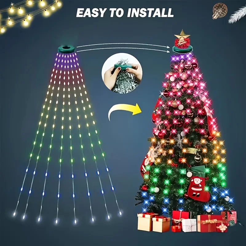 Intelligente Weihnachtsbaum-Lichter, 400 LEDs, USB 5 V LED-Lichterkette, DIY APP-Steuerung, Lichterkette, Girlande, für Weihnachtsbaum-Dekoration