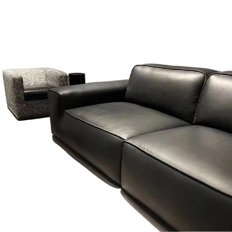 

Modern simple living room leather tofu blocks straight row latex sofa new