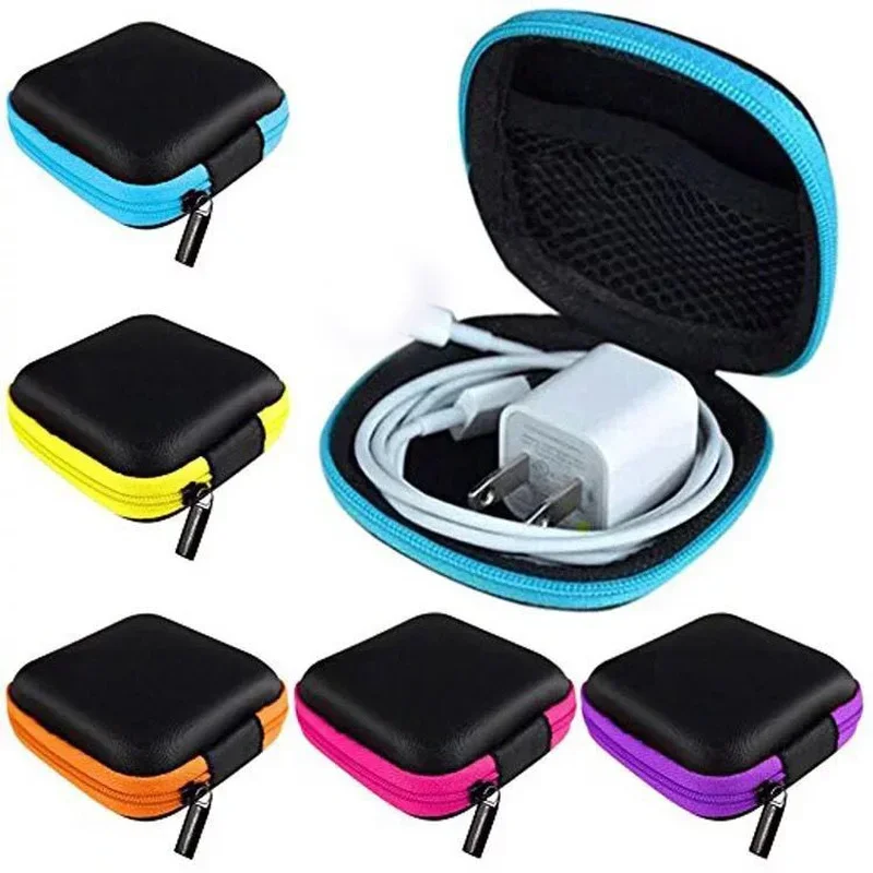 Mini Women Men Coin Box Bag Travel Digital USB Storage Headset Earphone Cable Square Round Storage Pouch Bag Hard Case Box Pouch