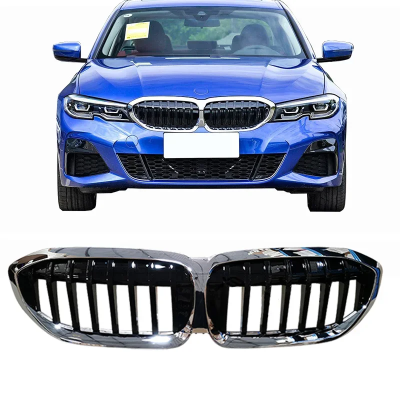 

Front Hood Kidney Grille Grill W/ Camera Hole For BMW 2019 2020 2021 BMW 3 Series 330i 330e G20 G21