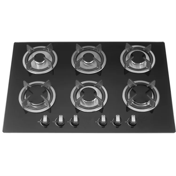 High quality for home kitchen appliances tempered glass gas stove 6 burner