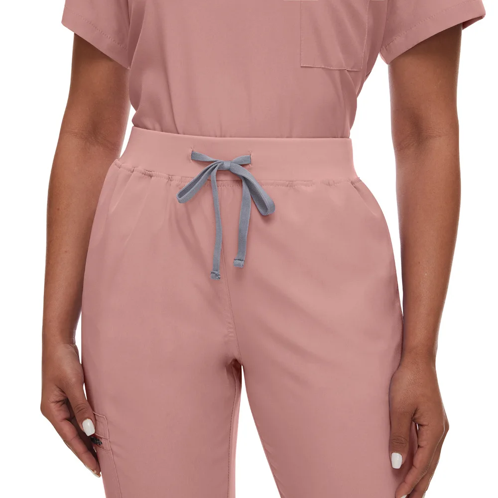 Accessory Set Short Sleeve Scrub Top Set Skin Care Nursing Uniform Workwear with Matching Hat