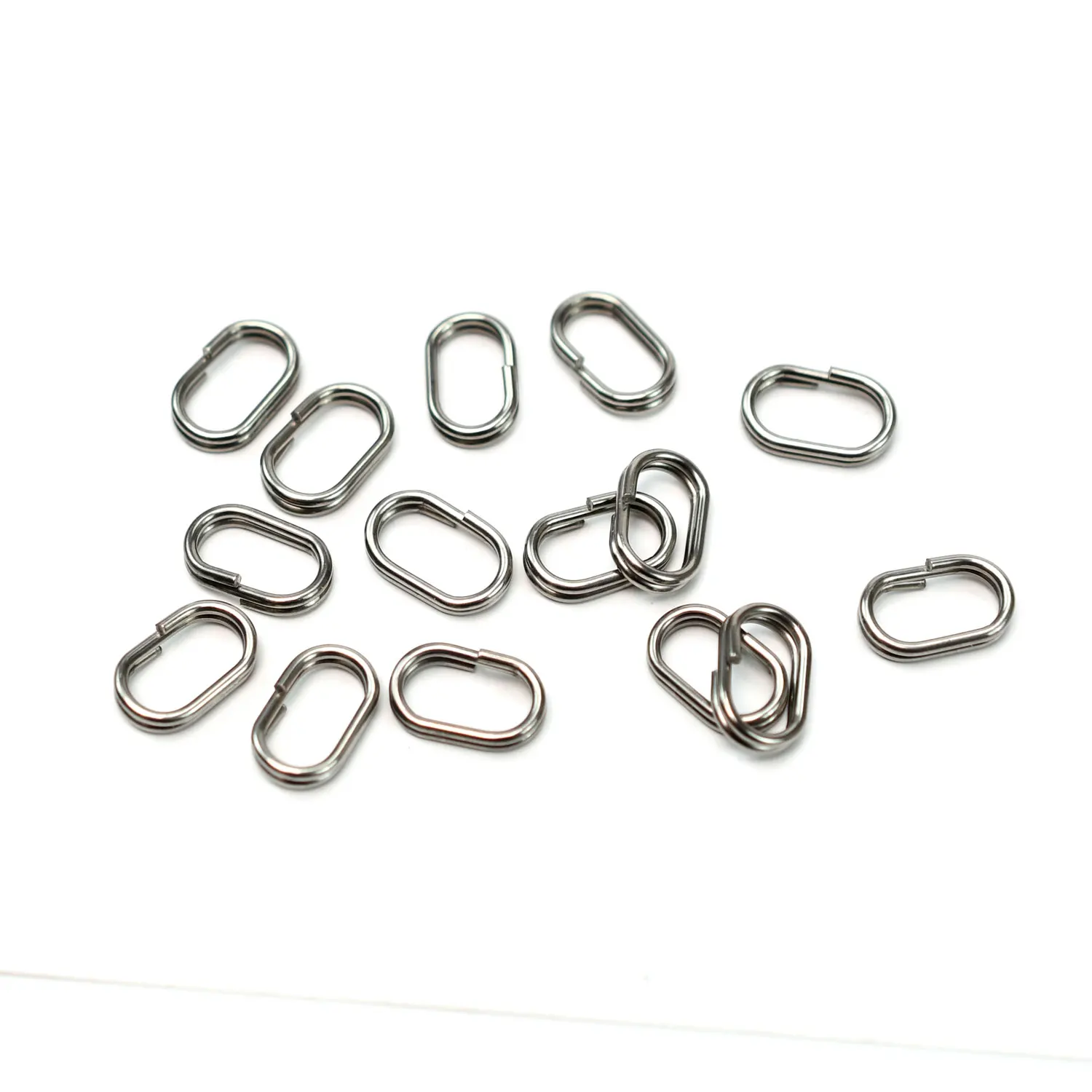 Topranc Oval Fishing Split Rings, Stainless Steel Connectors for Hard Baits, Spinners and Lure Attachments