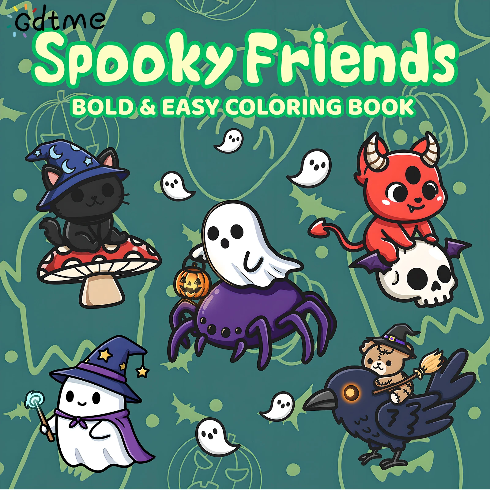Spooky Friends Cute Halloween Creatures Coloring Book for Adults Anti Anxiety Stress Relief Art Activity Book