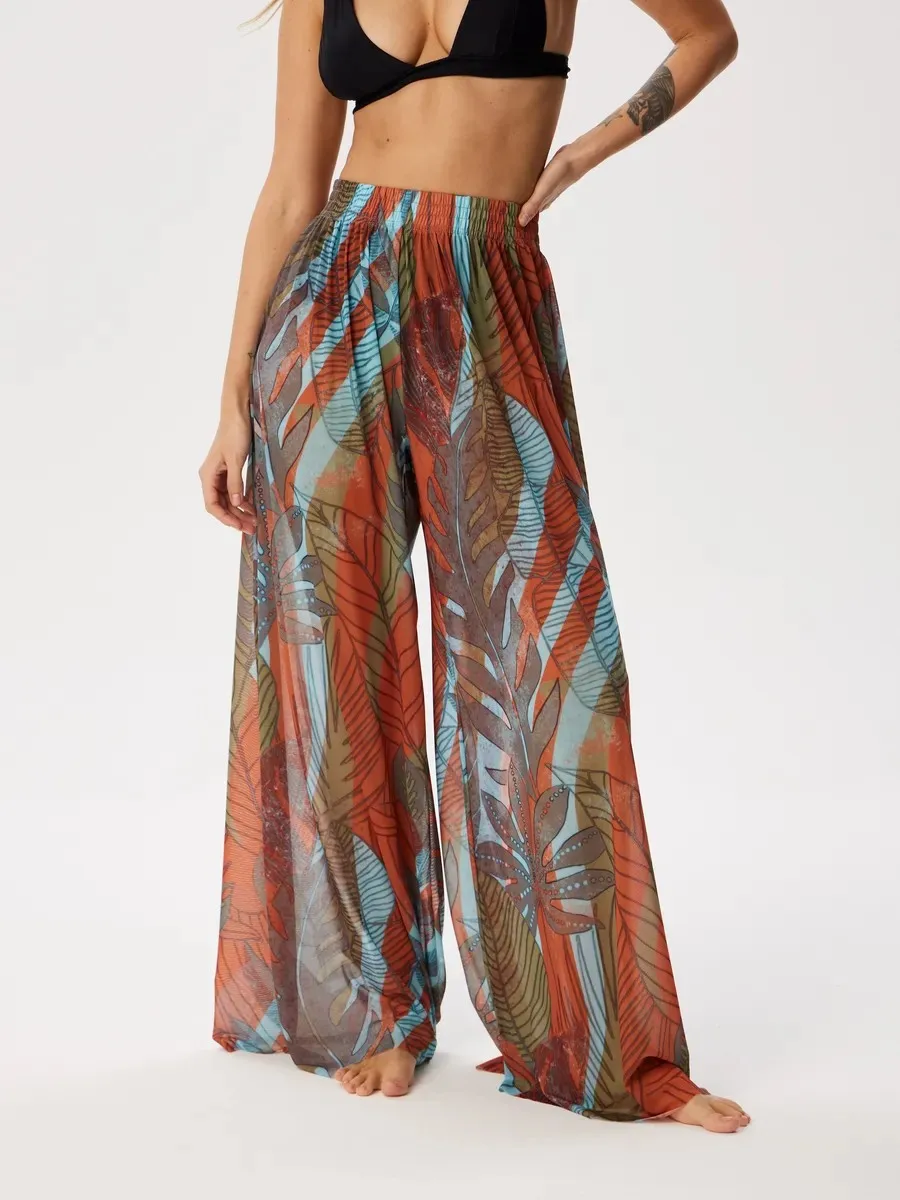 

2025 Plus Size UPF50 Sheer Rash Guard Swimsuit Trunks Bathing Suit Women Loose Sun Protection Swimwear Pants Beachwear