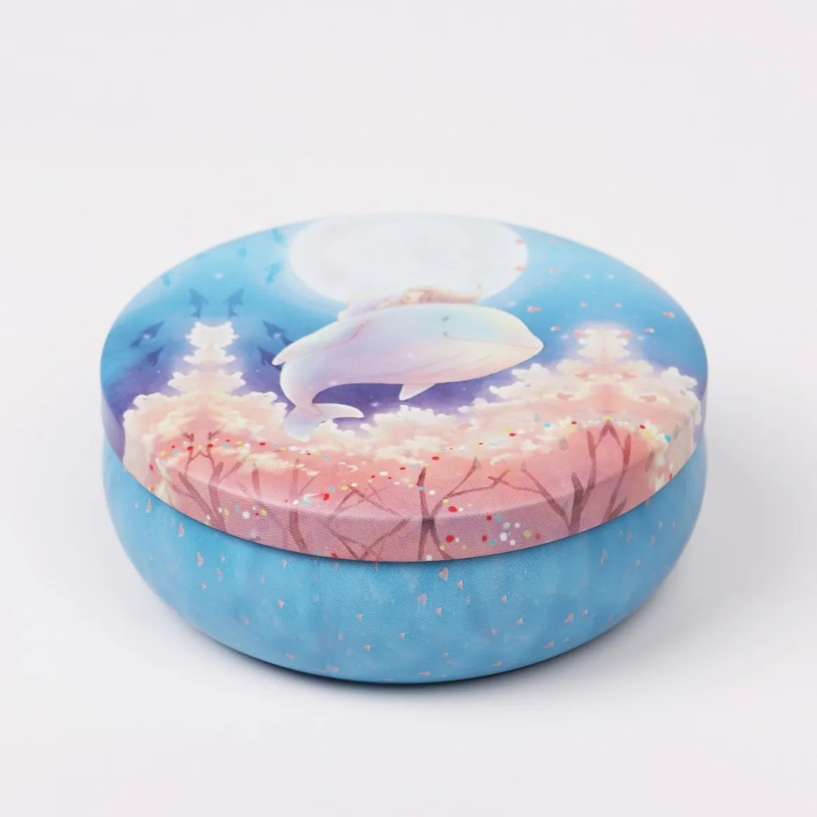 3PC Cartoon Dream Whale Large Round Tea Sugar Coffee Storage Tin Box Kitchen Flower Drawing Style Mousse Cake Packaging Gift Box