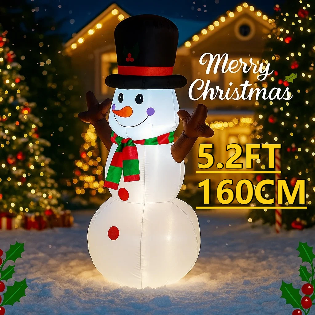 5.2FT LED نفخ عيد الميلاد ساحة ديكور ثلج لعبة هدية عيد الميلاد في الهواء الطلق ديكورات المنزل عطلة ديكور حلية لوازم احتفالية