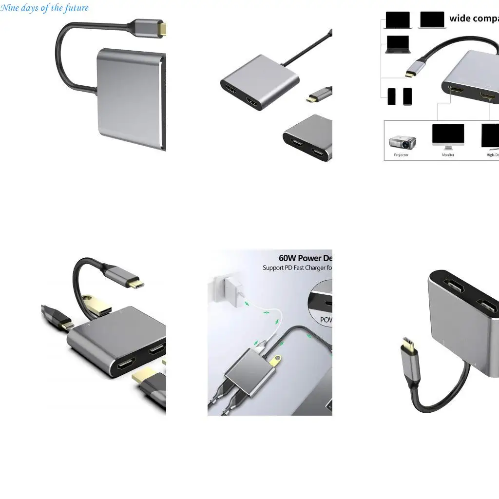 

Two USB C Hubs 4K Display Docking Station with Power Delivery Fast Charging and USB3.0 Port for Laptops E65A