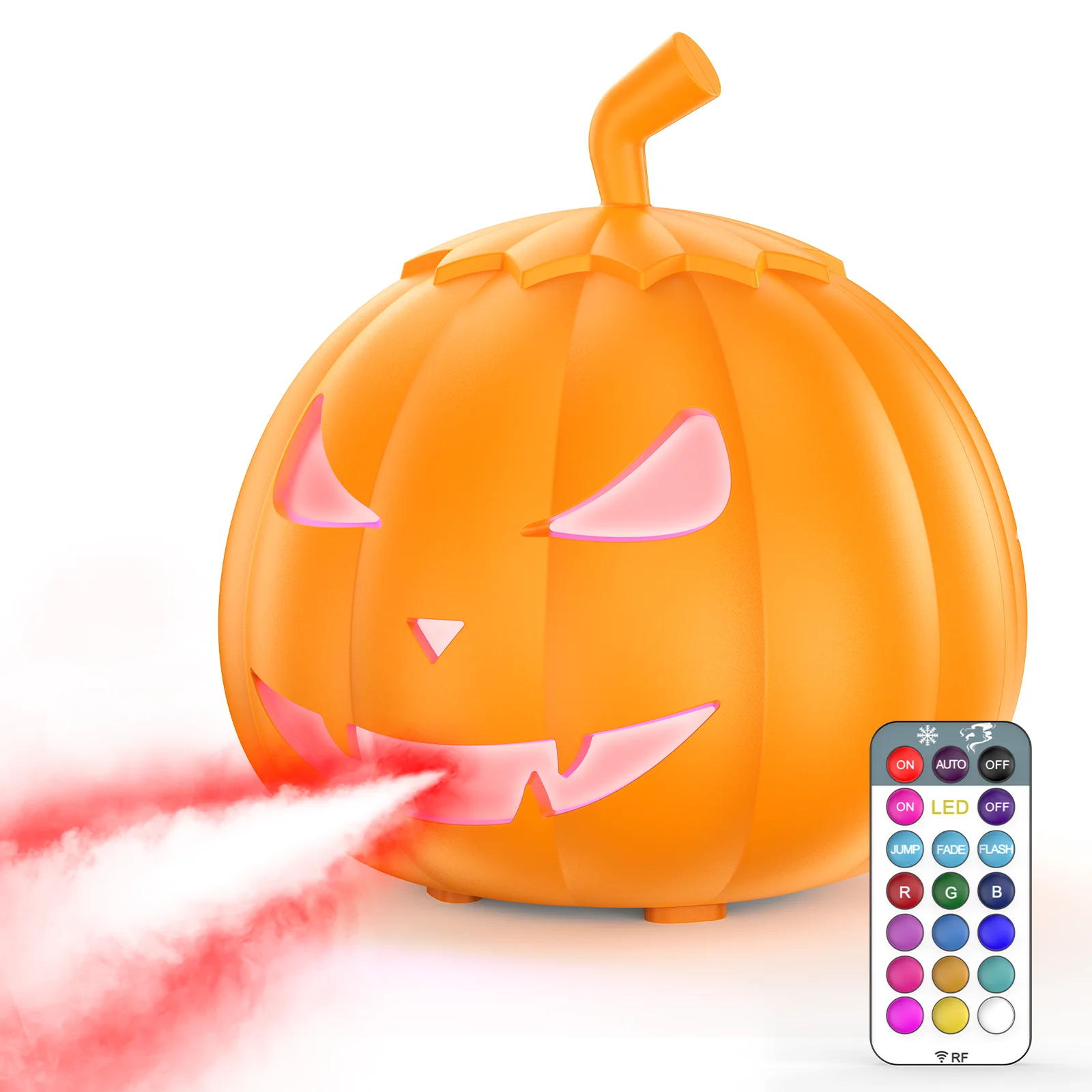 Yiflamefly 800W Kürbis-Nebelmaschine mit 6 RGB-LEDs & 12 Farbmodi, Dunkelheitseffekt-Rauchmaschine für Halloween – Gruselige Gothic-Dekoration