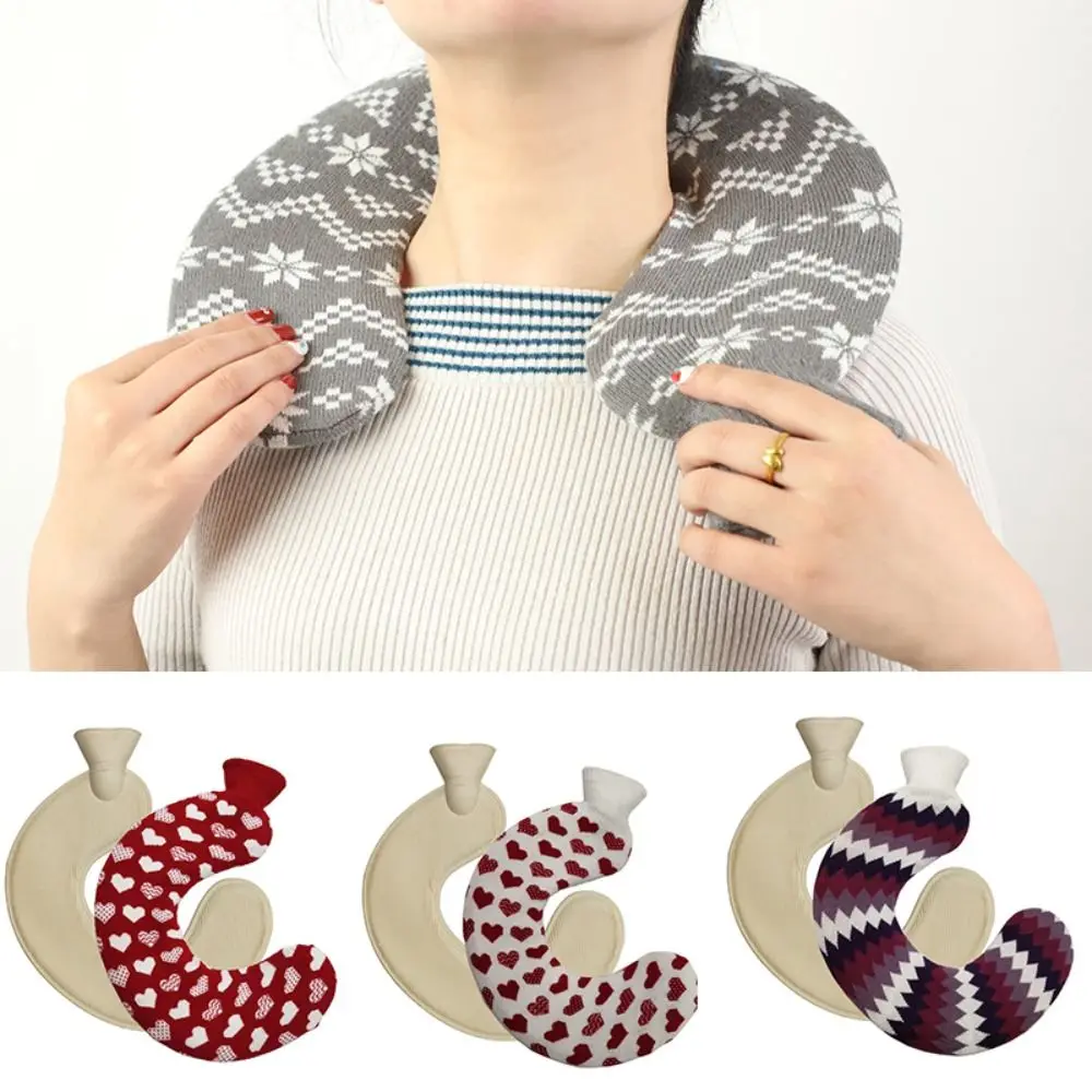 

Leak-proof U-shaped Hot Water Bag Thickened With Knitted Cover Neck Shoulder Warmer Water-injectable Hand Warmer Shoulder