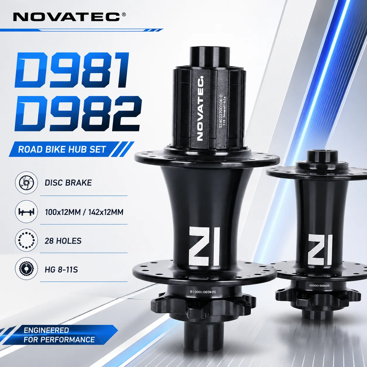 NOVATEC D981 D982 100x12MM 142x12MM 28 holes Road Bike Disc Brake Bearing Bicycle Hub For HG 8 9 10 11S