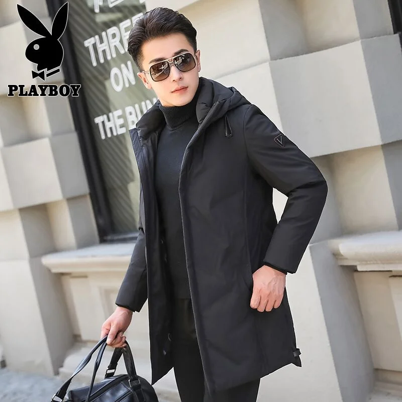 

Men's Winter down Jaet Thiened Warm Coat Middle-Length Faion Brand 2025 New Sle Youth Polyester Fiber
