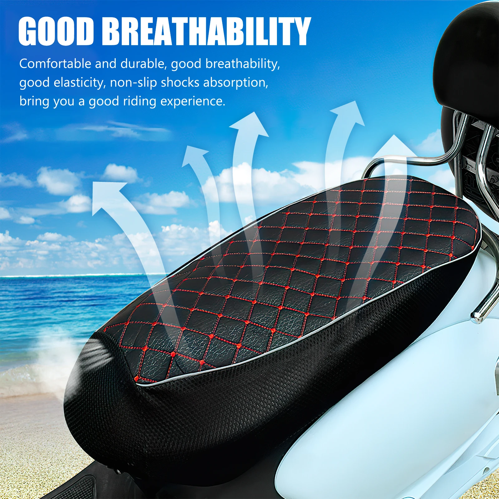 

Linen Mesh Motorcycle Seat Cover Cushion Protector Electric Bikes Adjustable Elastic Non Slip Shocks Absorption Comfortable