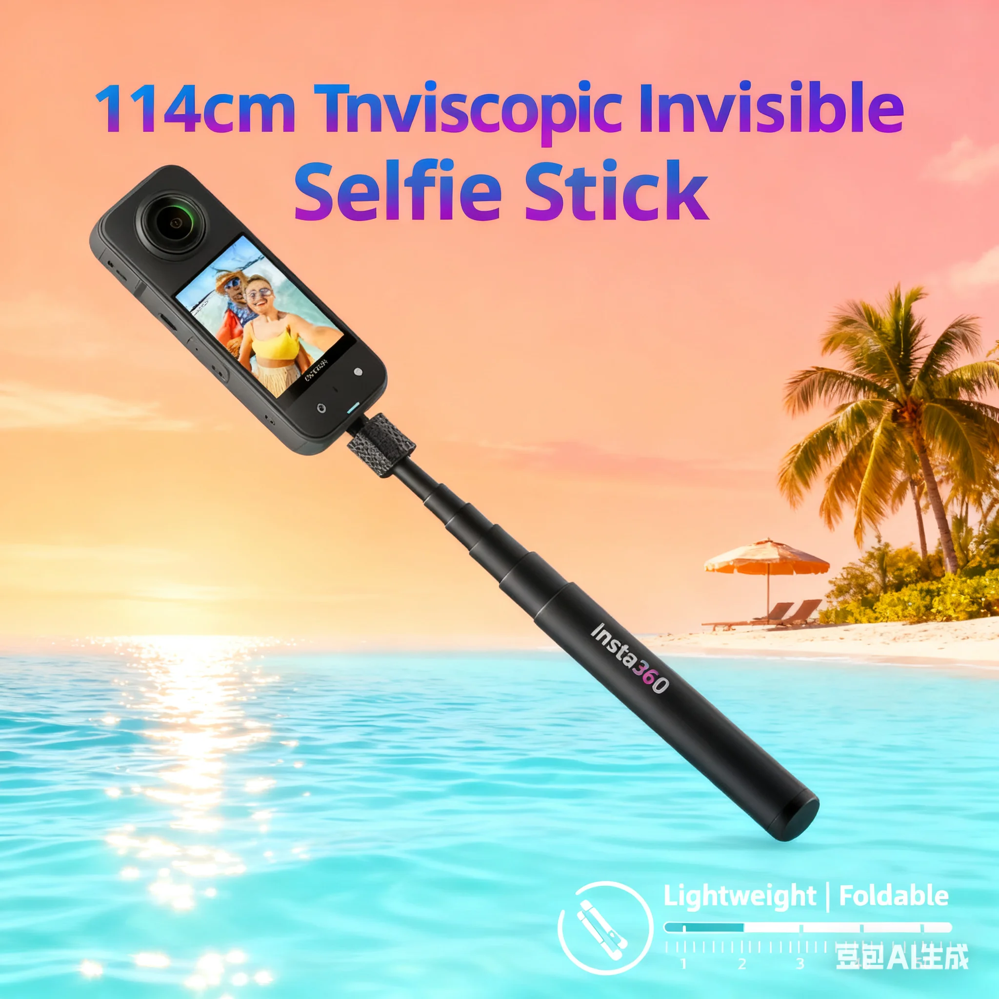 

Невидимая телескопическая штанга 114 см для Insta360 — портативная палка для селфи, гладкая ежедневная стрельба видеоблогов, не для интенсивного спорта
