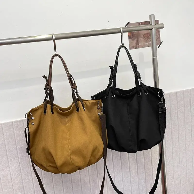 Retro Japanese Style Canvas Tote Bag Unisex Large Capacity Slant Cross Multifunctional Fashion Brand Workwear Bag
