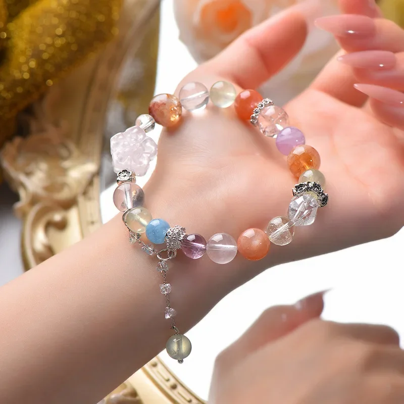 الفلوريت الطبيعي سيترين جمشت Duobao سوار المرأة الخفيفة الفاخرة الأزياء محظوظ سوار، هدية #3