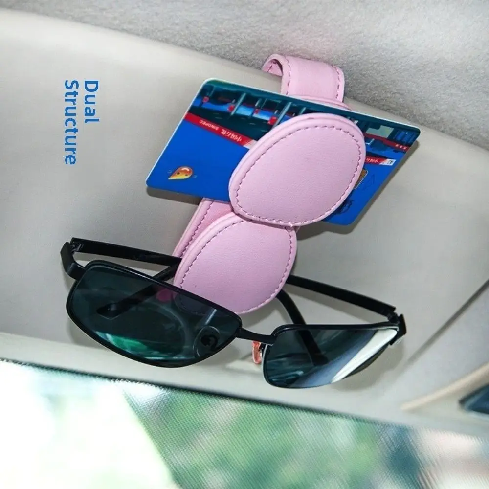 

Magnetic Car Sunglasses Frame Double Clip PU Leather Car Glasses Holder Stable Sun Visor Organizer Ticket Card Clip Truck