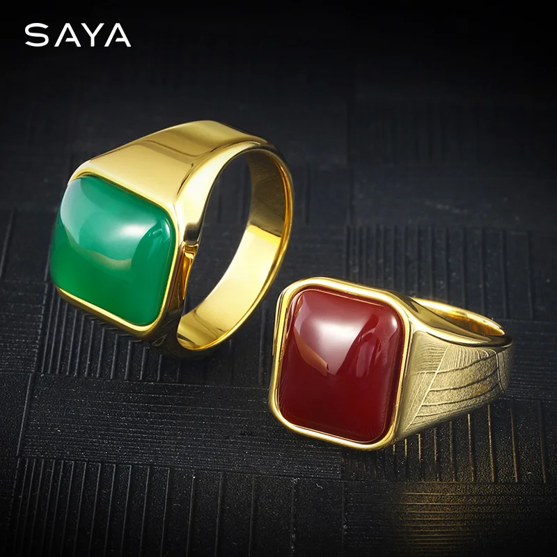 Rings for Men Women Tungsten Gold Dominant Personality Light Luxury Trendy Gemstone Party Gift Jewelry,Engraving