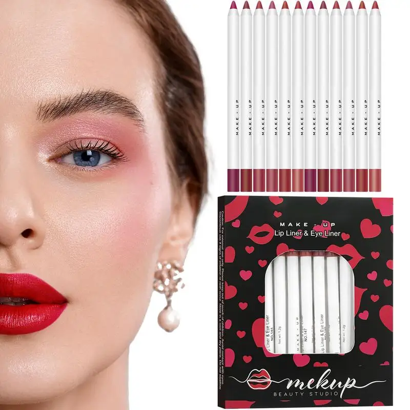 12pcs Matte Lip Liner ดินสอ Red Contour Tint Labial แต่งหน้า Nude สีน้ําตาล Lip Liner ดินสอ Matte Lip แต่งหน้าดินสอ Nude Lip GLOSS